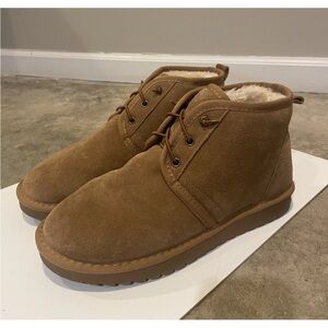 Aspen Chukka Slippers Suede Boots Slippers Womens 10 Tan Chestnut Faux Fur EUC